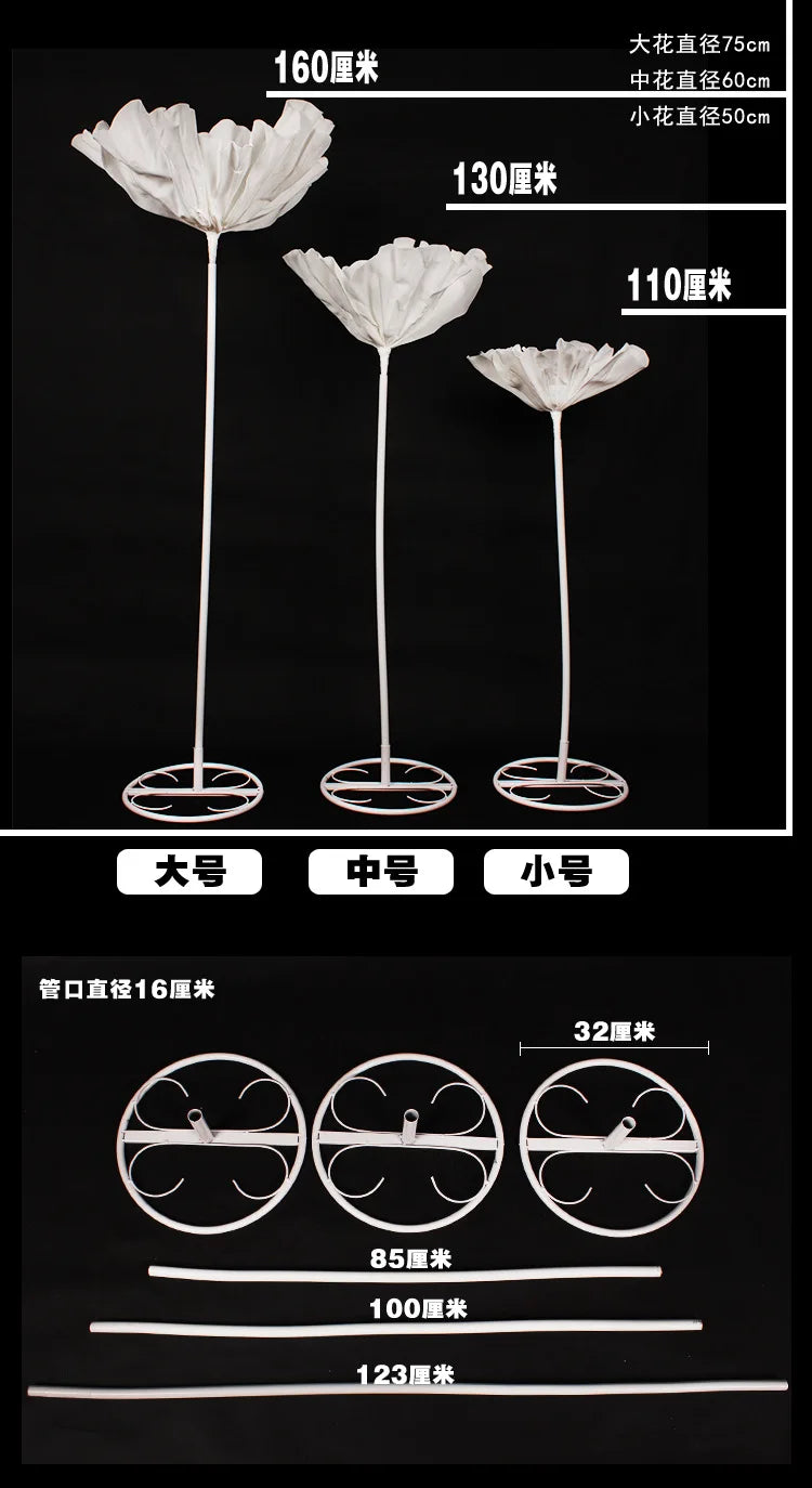 Flores artificiales de espuma de plomo grandes con soporte de 50/60/75 cm