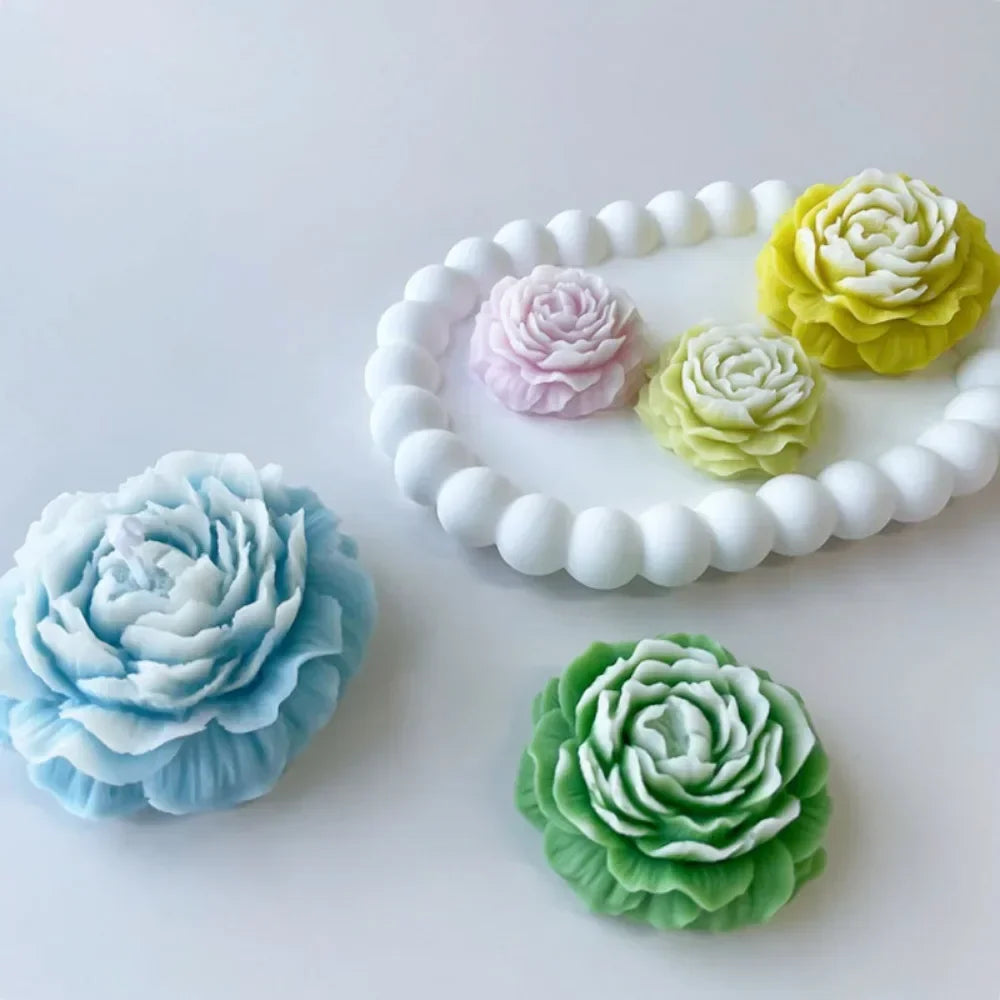 Molde de silicona para vela de peonía 3D.