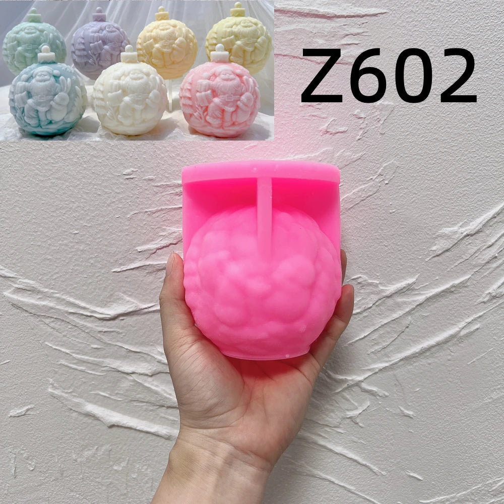 Kugelförmige Silikon-Kerzenform, 5 Designs, Weihnachten