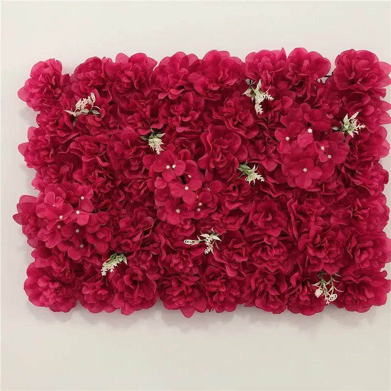 Decoración de fondo de pared con flores artificiales de rosas de seda rosa