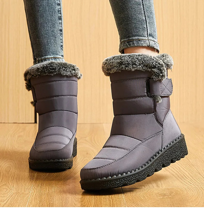 Botas de invierno para mujer, botines de tacón bajo, botas de nieve impermeables para mujer
