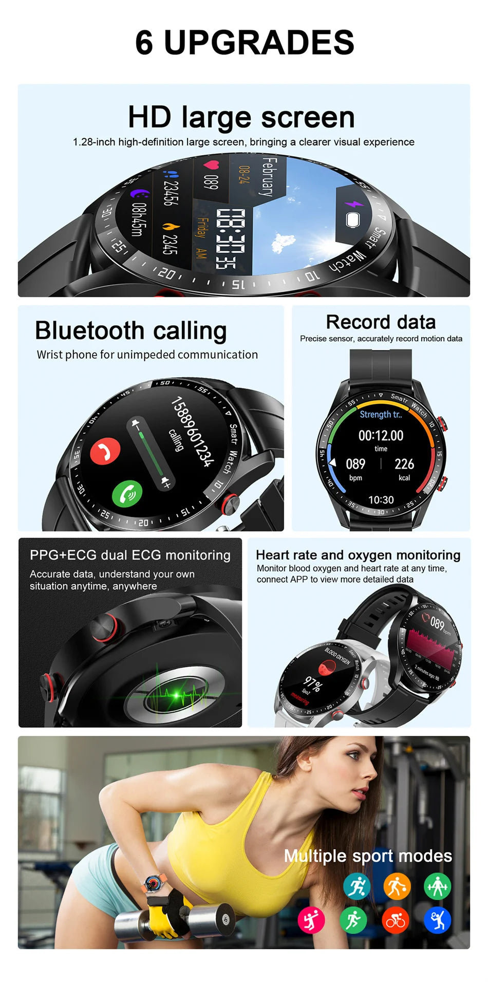 Smart Watch Men Laser Bluetooth Call Health Blood Pressure