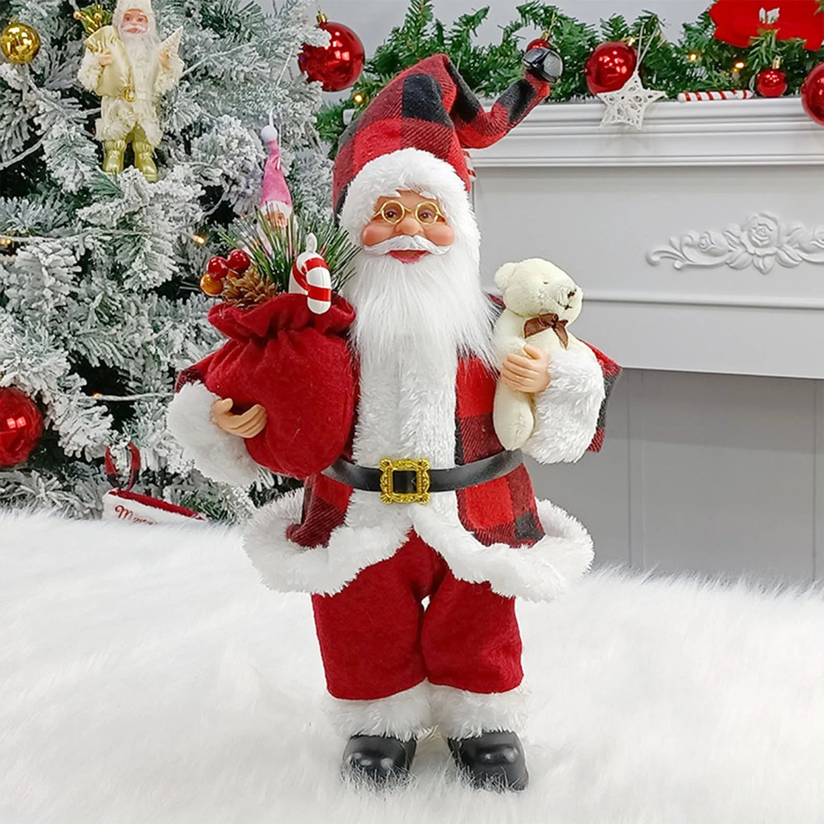 Christmas Sitting Standing Santa Claus Figurines Doll Cute 12inch.