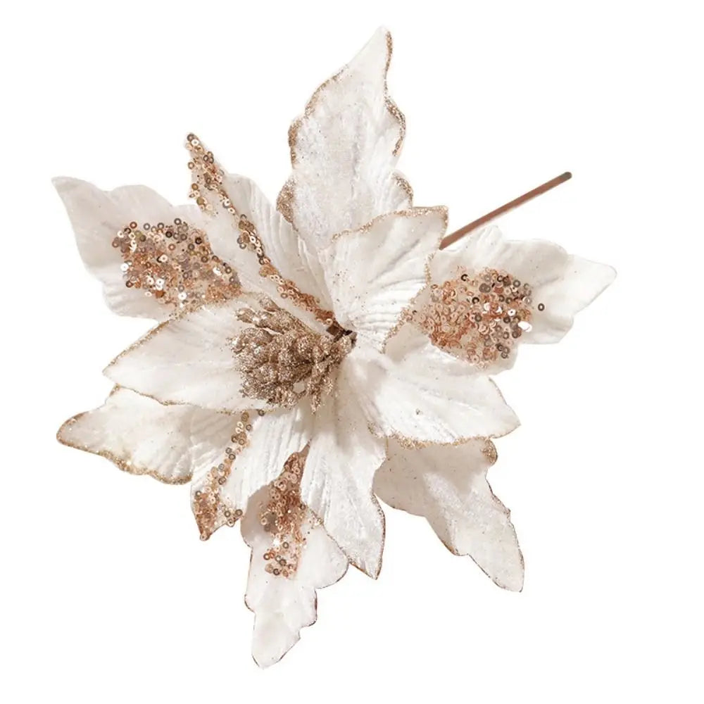 Hanging Glitter Flower 4 Colors Unique Beautiful Artificial Christmas Flower