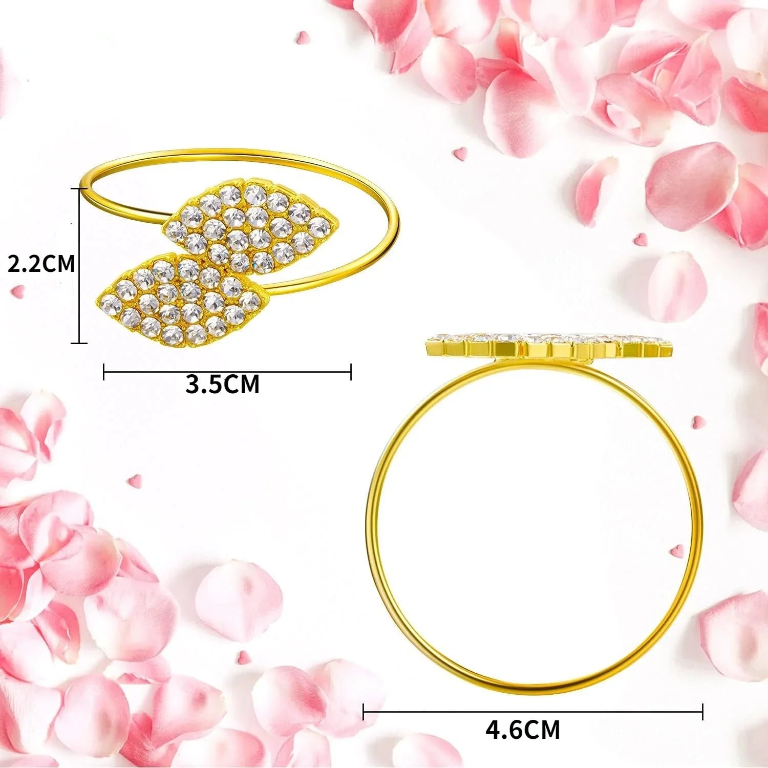 Anillos de servilleta con hojas, elegante decoración de mesa con hojas doradas y plateadas.