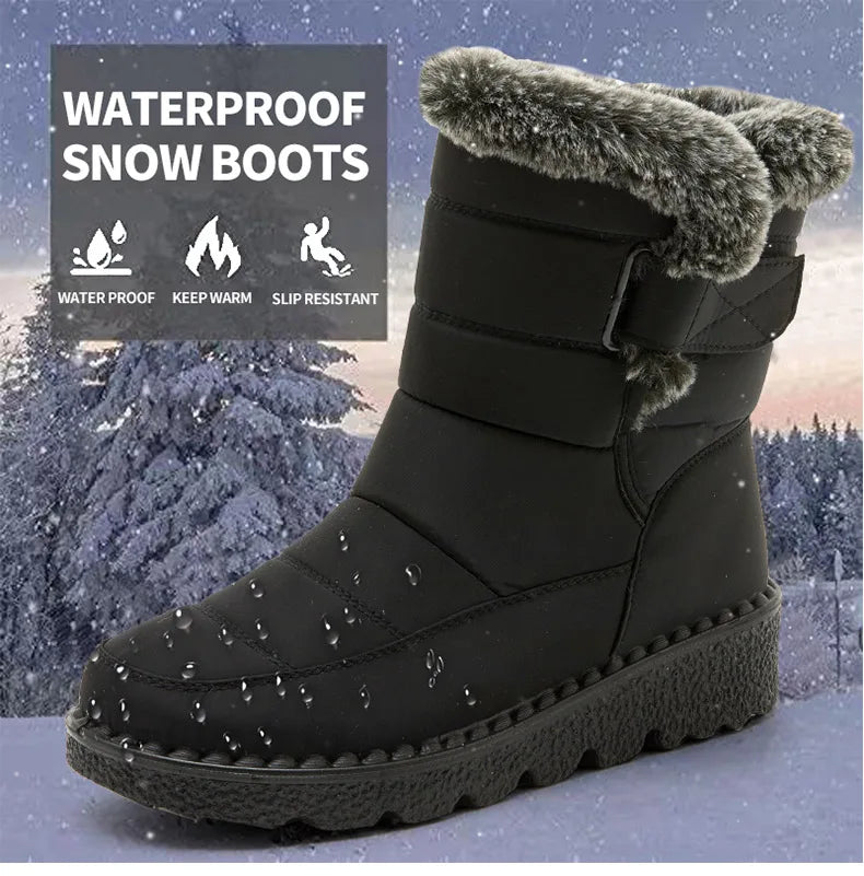 Botas de invierno para mujer, botines de tacón bajo, botas de nieve impermeables para mujer