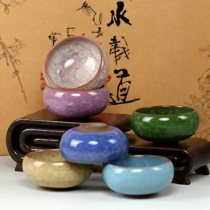 Handgefertigte Ice Crack Keramik Kerzenleuchterschale