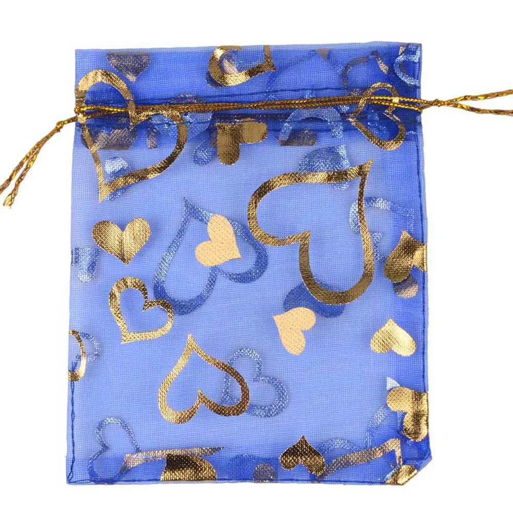 Sacchetti in organza a forma di cuore per eventi, 100 pezzi.