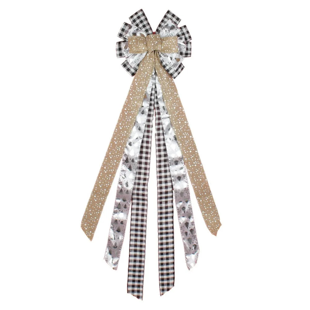 Decoración navideña con lazo para árbol colgante con cinta larga