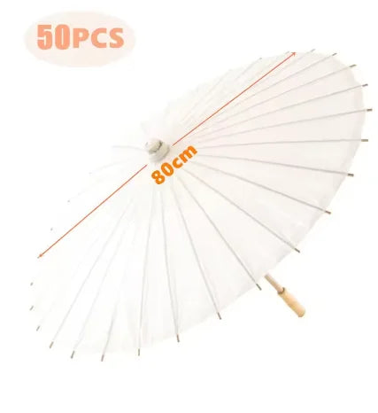 Paper Umbrella - 30-50PCS 80cm White Parasol for Wedding Decor.
