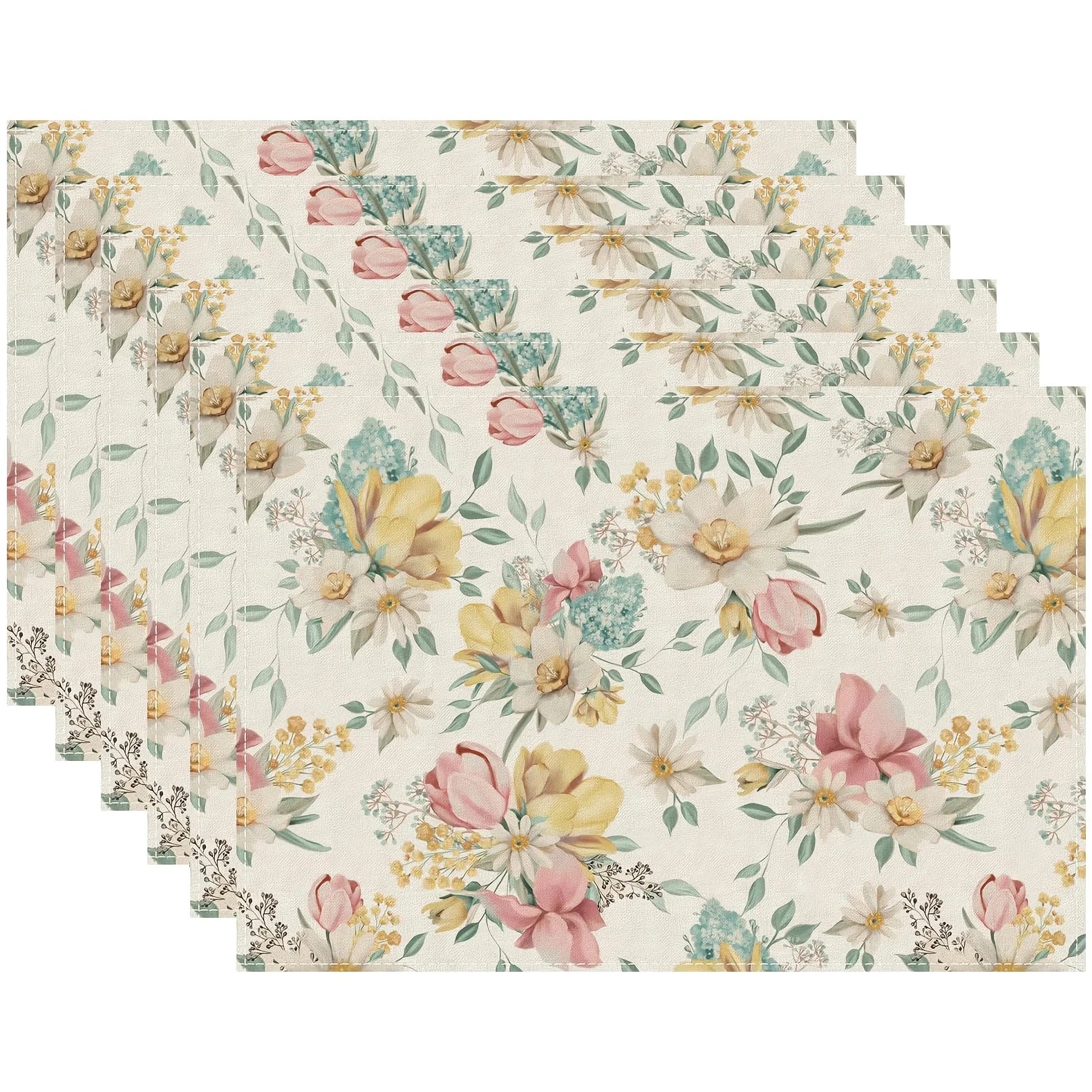 Tovagliette americane 12 x 18 pollici Margherita Gypsophila Tulipano