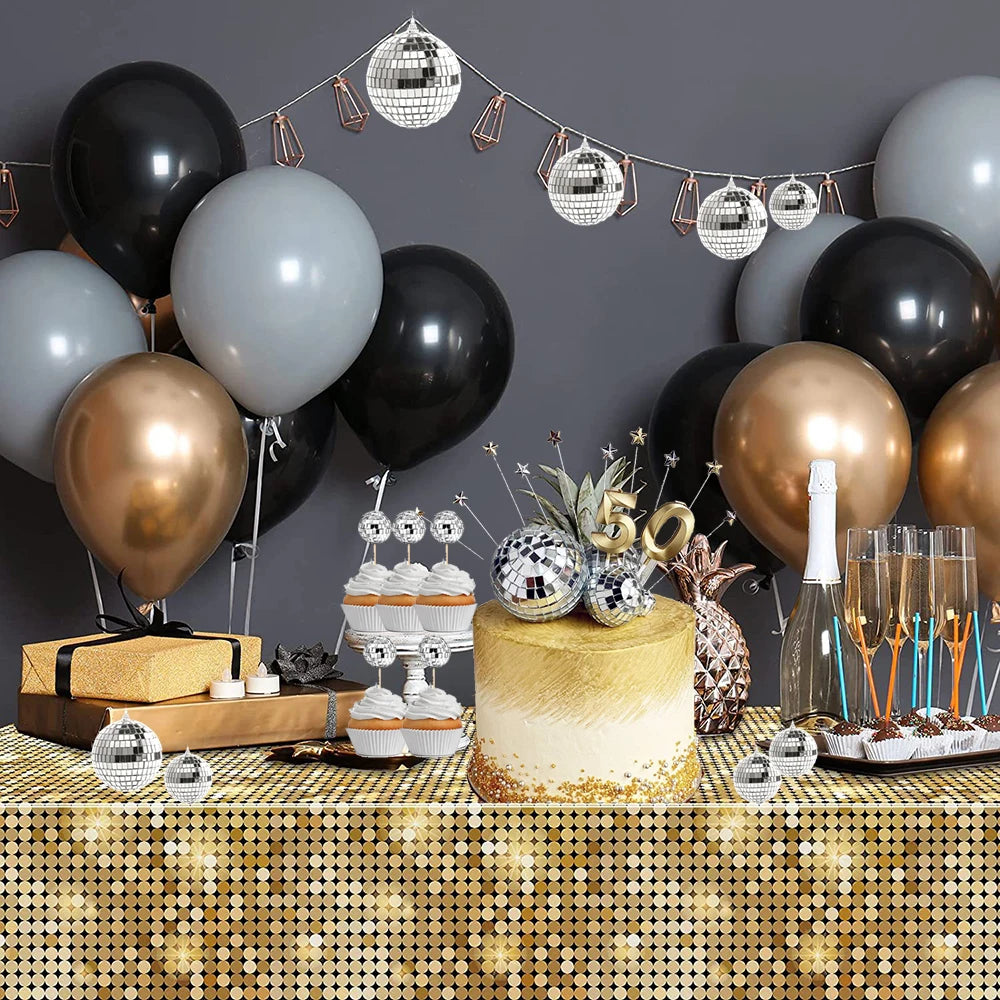 Palla da discoteca a specchio, decorazione per feste anni '70, riflettente, da appendere, 2-10 cm