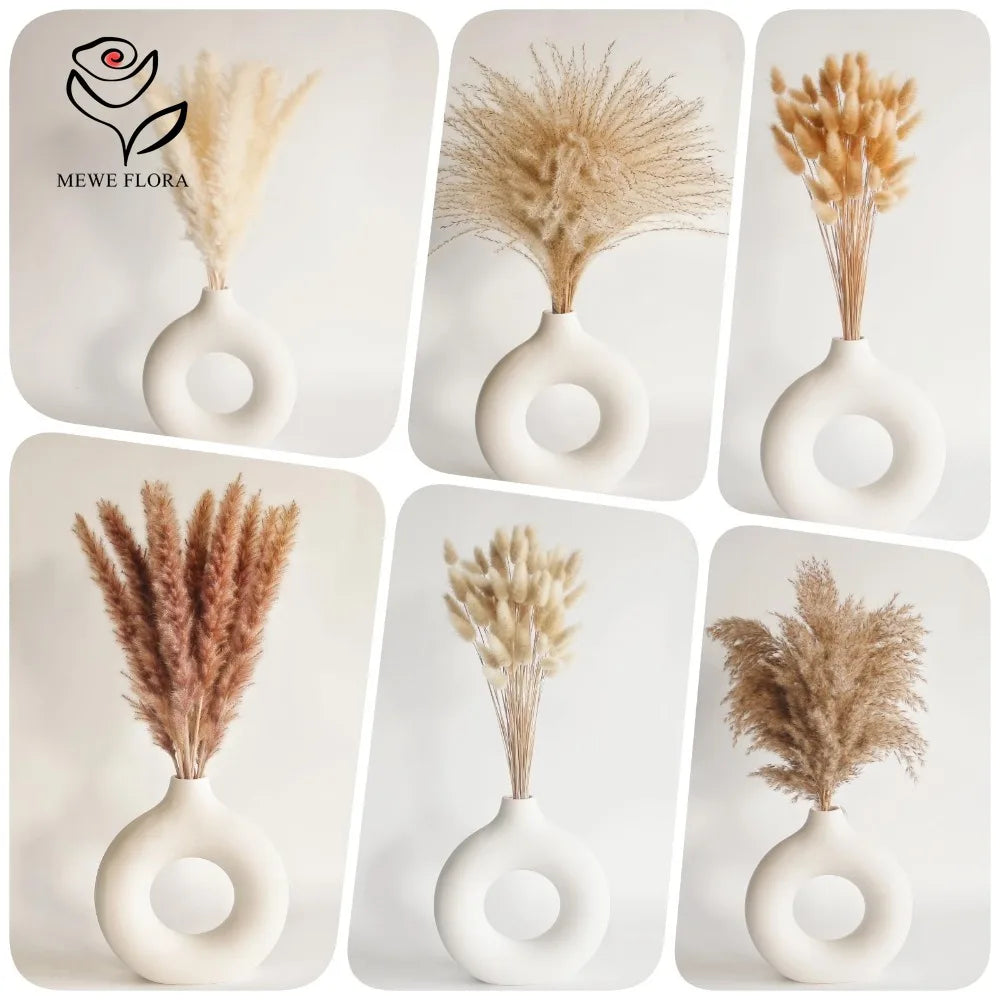 120 flores artificiales secas de cola de conejo de las pampas esponjosas