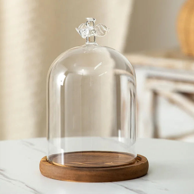 Kerzenhalter Glasdeckel Holzsockel Aromatherapie