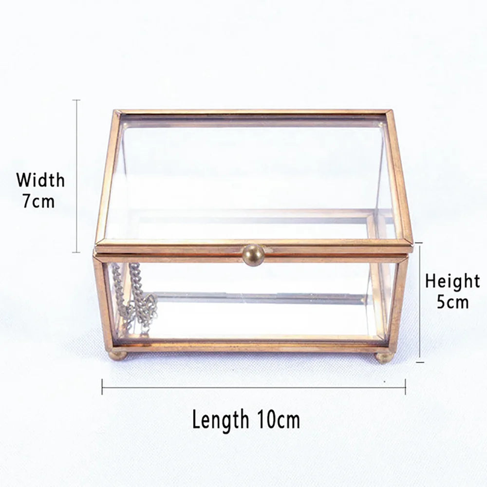 Caja rectangular de cristal personalizada para anillos (solo caja)