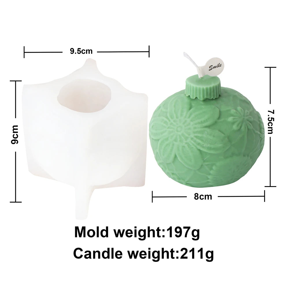 Molde de silicona para velas con forma de bola navideña, esfera geométrica 3D, aromaterapia.