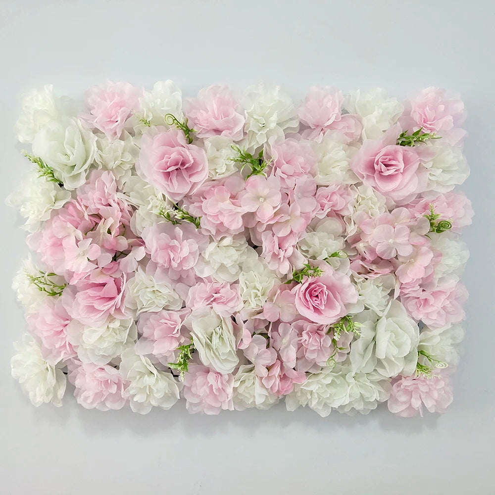 Decoración de fondo de pared con flores artificiales de rosas de seda rosa