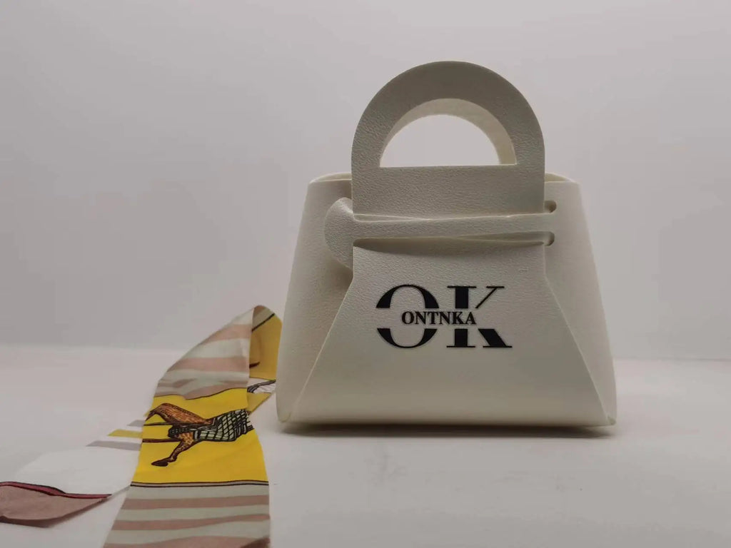 Grande sacchetto portaconfetti in pelle con sciarpa per festa di nozze, confezione regalo da 10 pezzi.