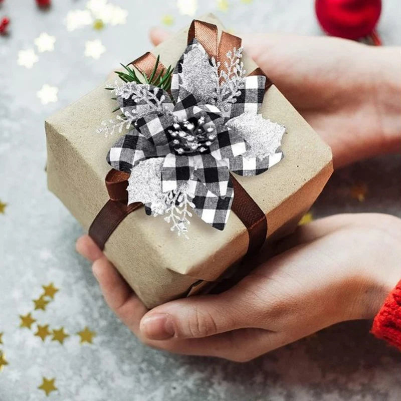 Glitter Artifical Christmas Flowers 5pcs