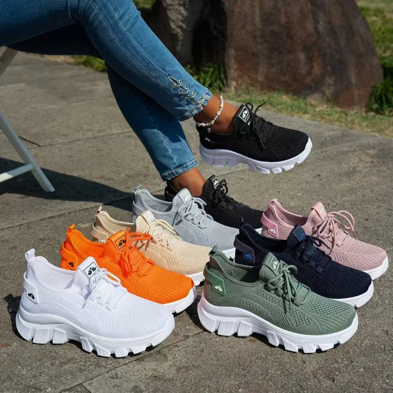 Scarpe primaverili in maglia, leggere, traspiranti, comode, antiscivolo, casual, suola piatta