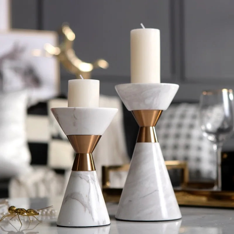White Natural Marble Candlestick Scandinavian Volakos