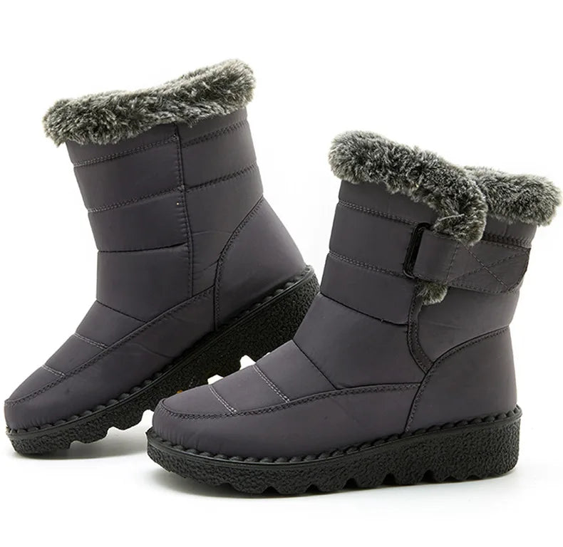 Botas de invierno para mujer, botines de tacón bajo, botas de nieve impermeables para mujer