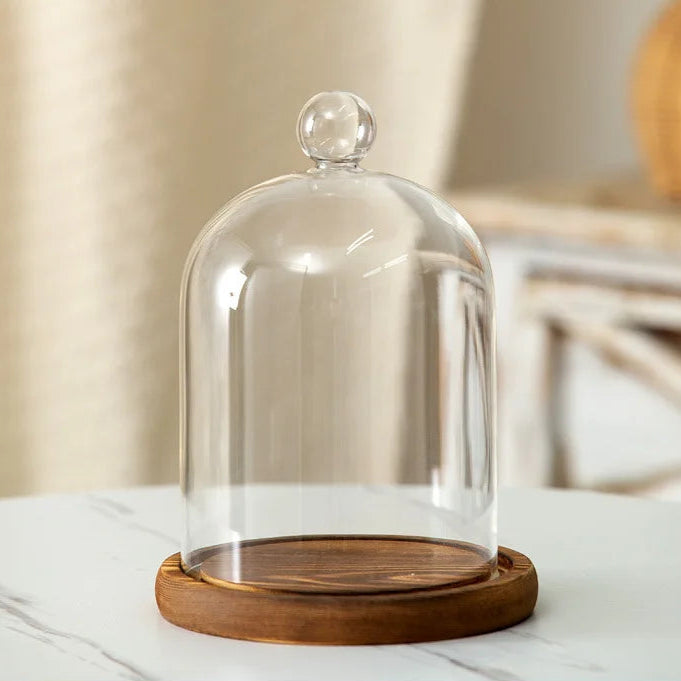 Kerzenhalter Glasdeckel Holzsockel Aromatherapie