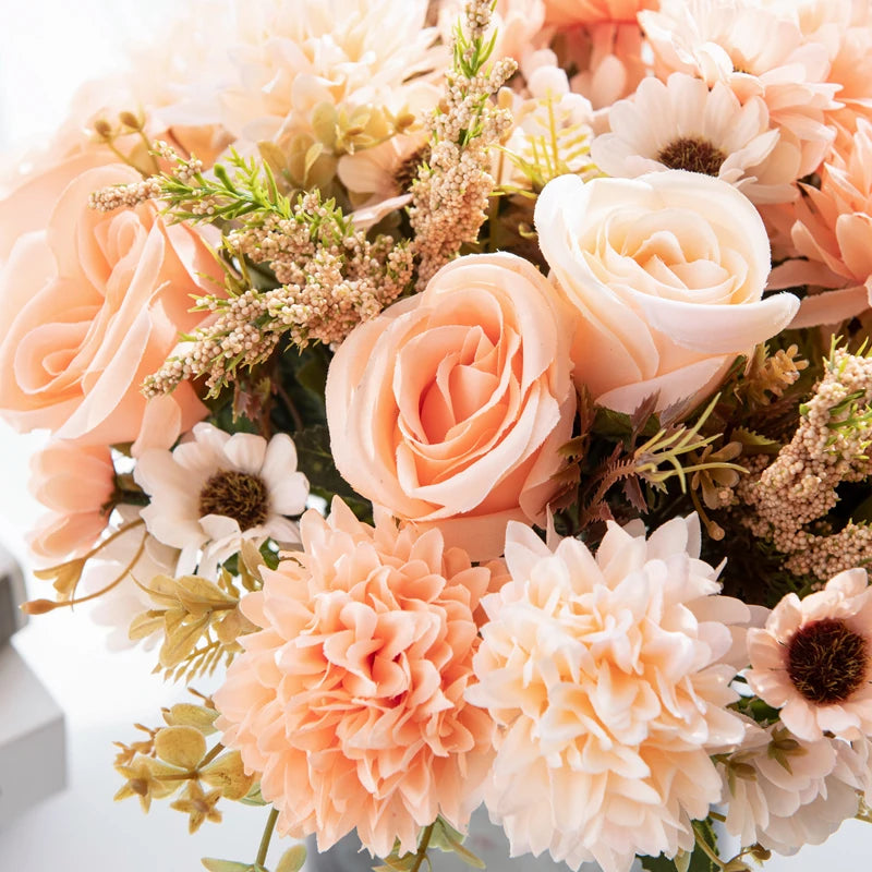 1/4PCS Artificial Flowers Cheap New Year Decorations Wedding Garden Peony Arch Christmas Home Fake Silk Rose Hydrangeas Vase Diy