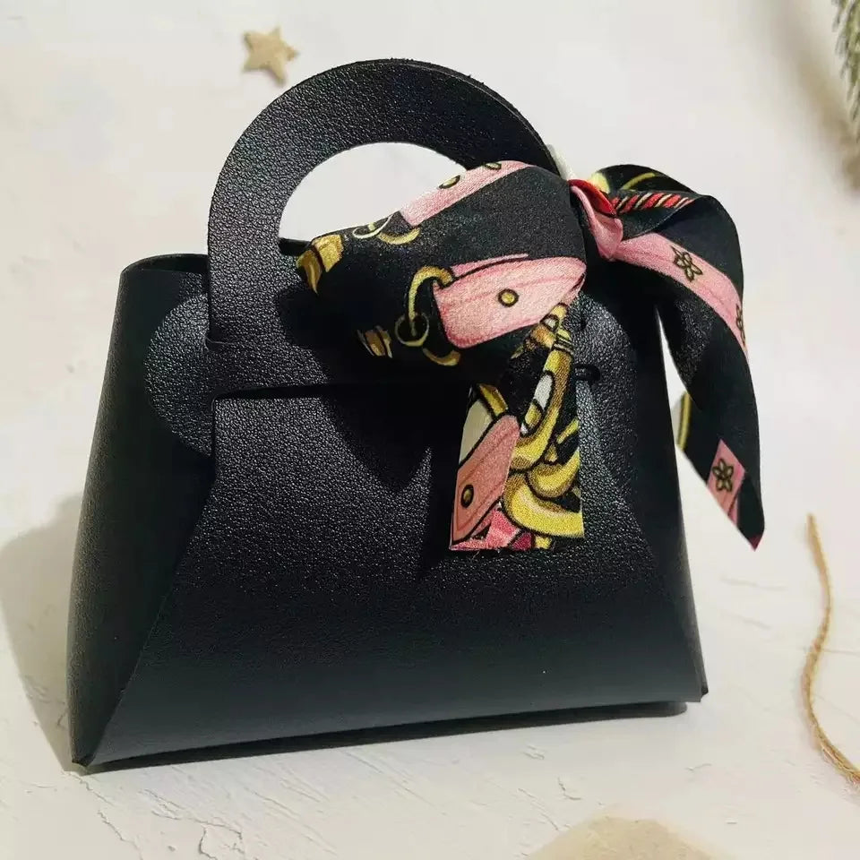 Borse regalo in pelle, mini borsetta con nastro, 5 pezzi