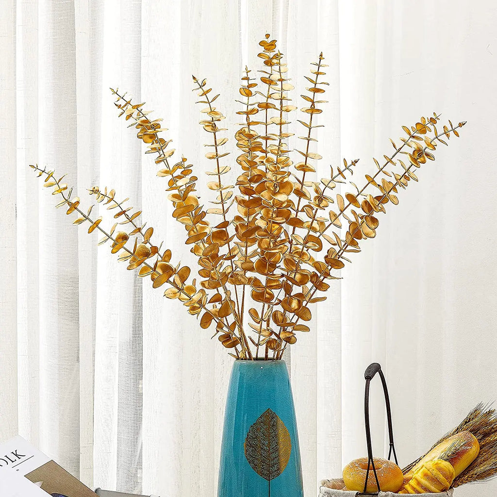 Tallos de eucalipto artificiales, planta falsa de dólar de plata.