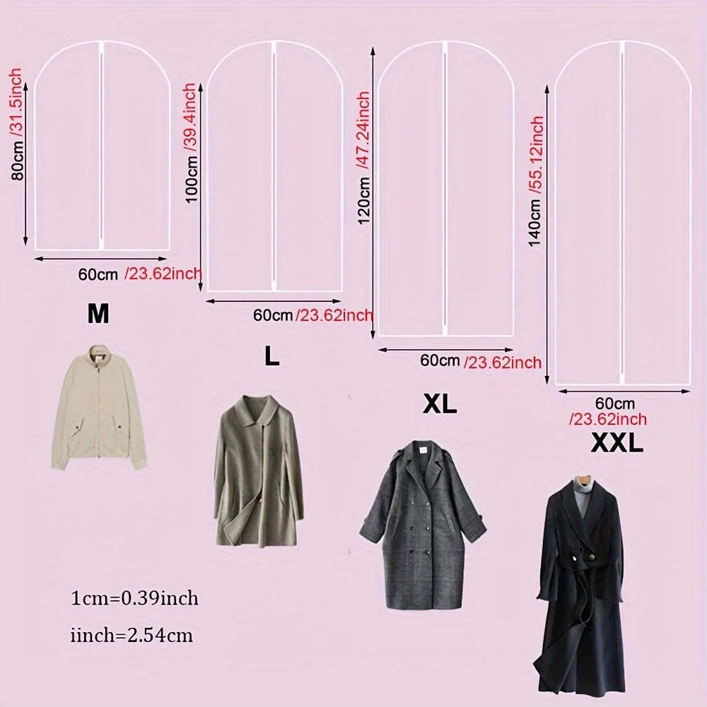 Sacchetto copri-polvere per vestiti, 5 pezzi, con cerniera