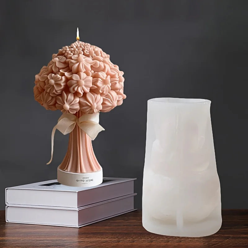 Große Pfingstrosenblütenkerzen-Silikonform 3D