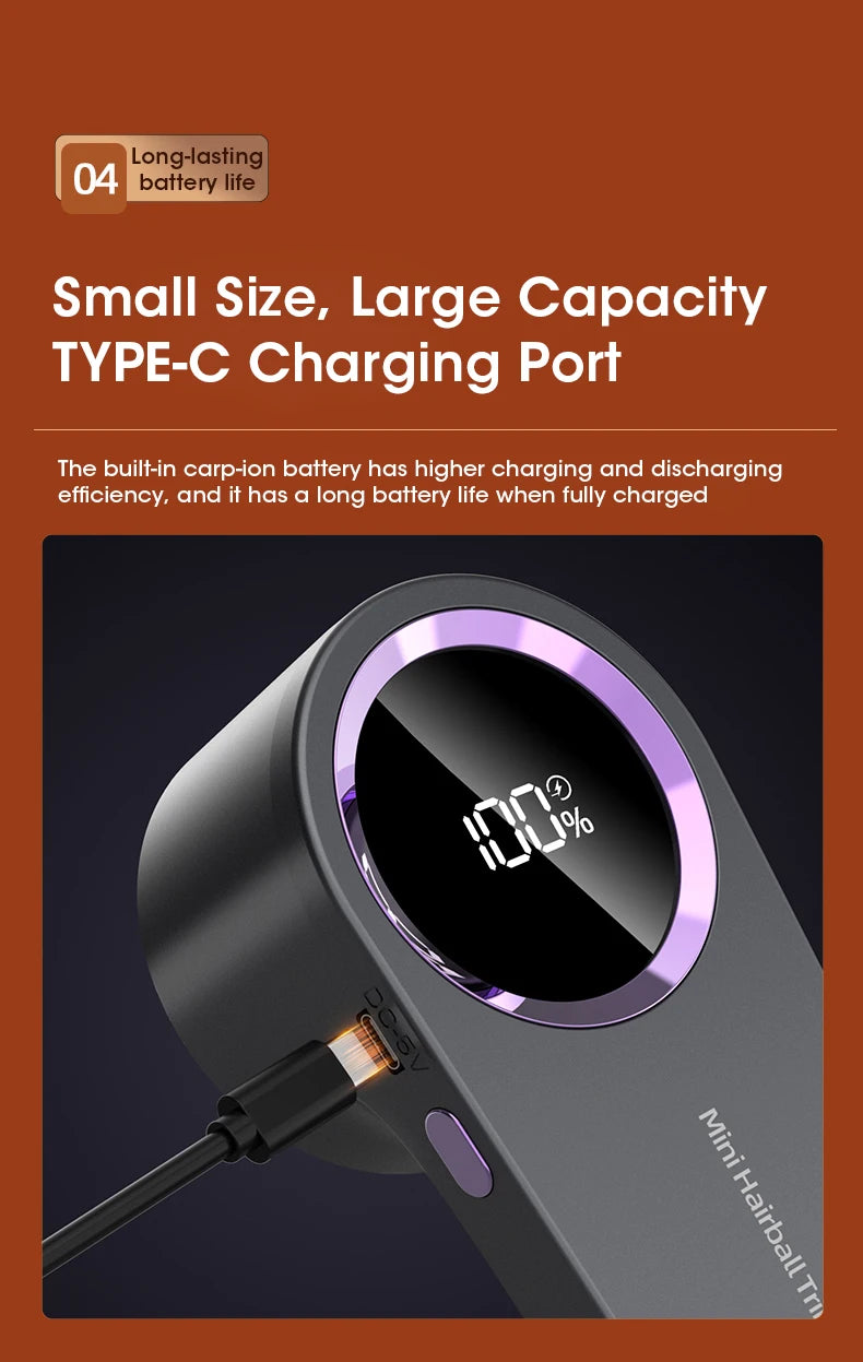 Rimuovi-pelucchi elettrico digitale a LED per indumenti, ricaricabile tramite USB.