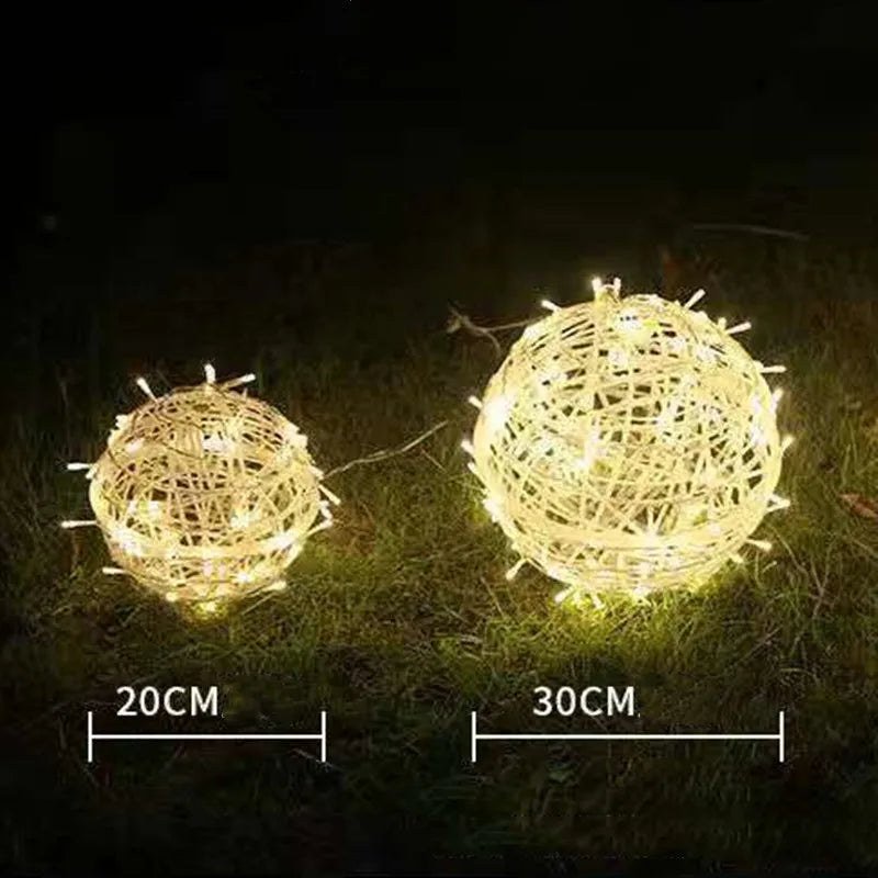 Christmas  Lights LED Rattan Ball String Outdoor 20CM 30CM.