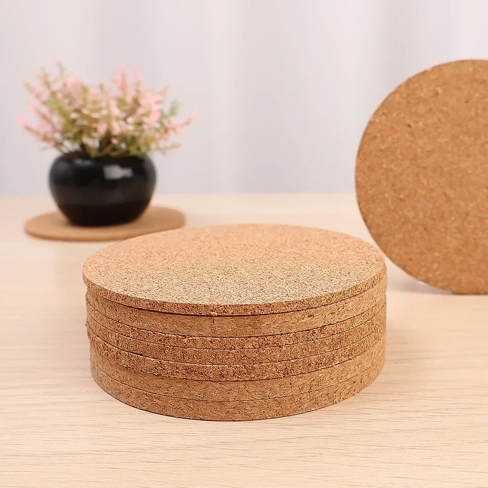 Non-Slip Cork Coaster Natural Round Wooden Cup Mat Pads