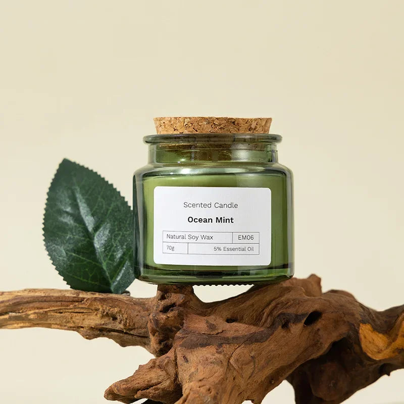 Natürliche Pflanzen-Aromatherapie-Kerze, rauchfreies grünes Sojabohnenwachsglas