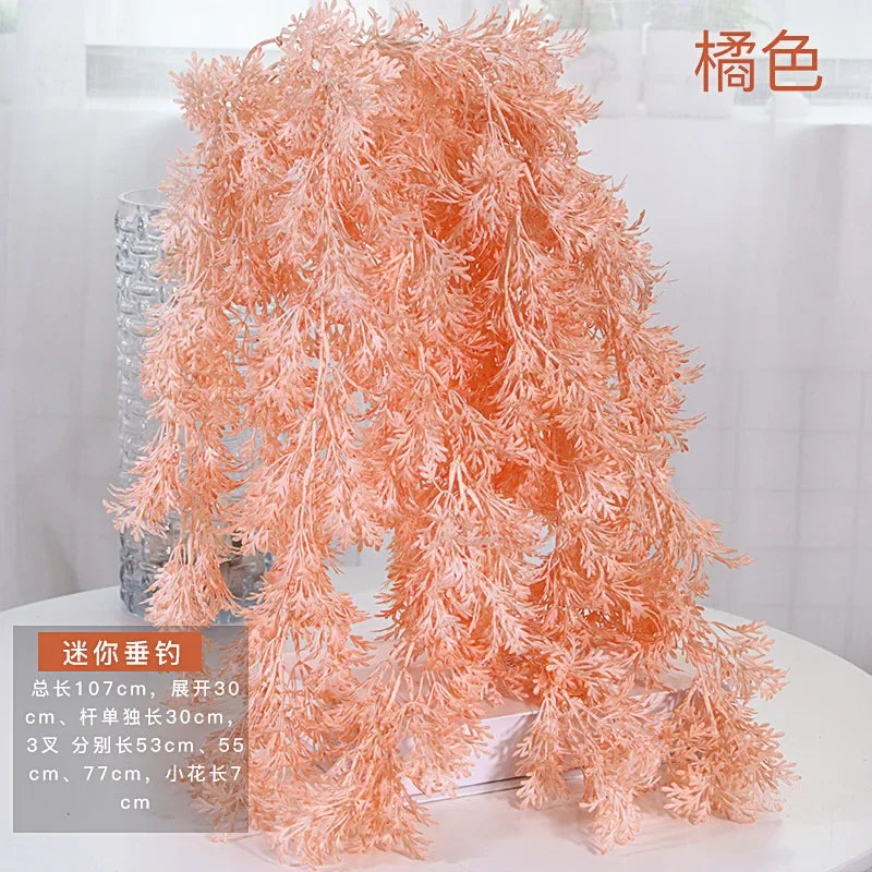 Fiore artificiale di pino, erba di brina, materiale per fiori da matrimonio, 105 cm