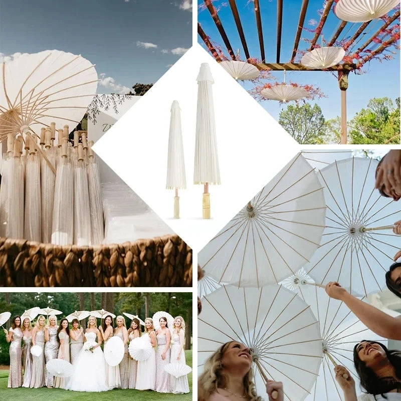 Paper Umbrella - 30-50PCS 80cm White Parasol for Wedding Decor.