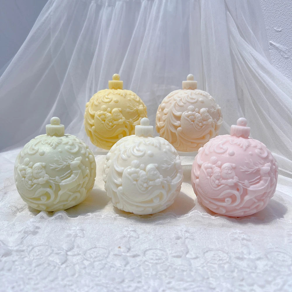 Kugelförmige Silikon-Kerzenform, 5 Designs, Weihnachten