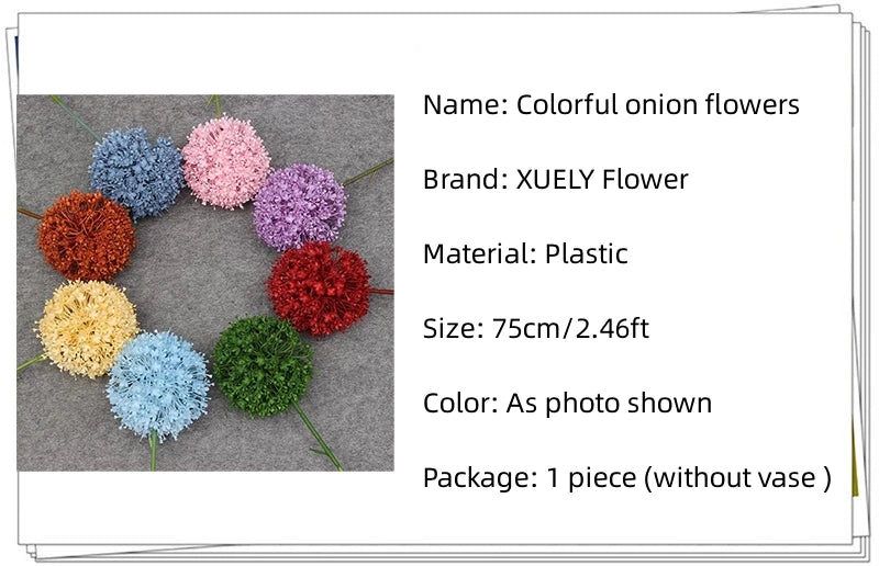 Gran rama de cebolla artificial colorida para salón de bodas floral 75 cm.