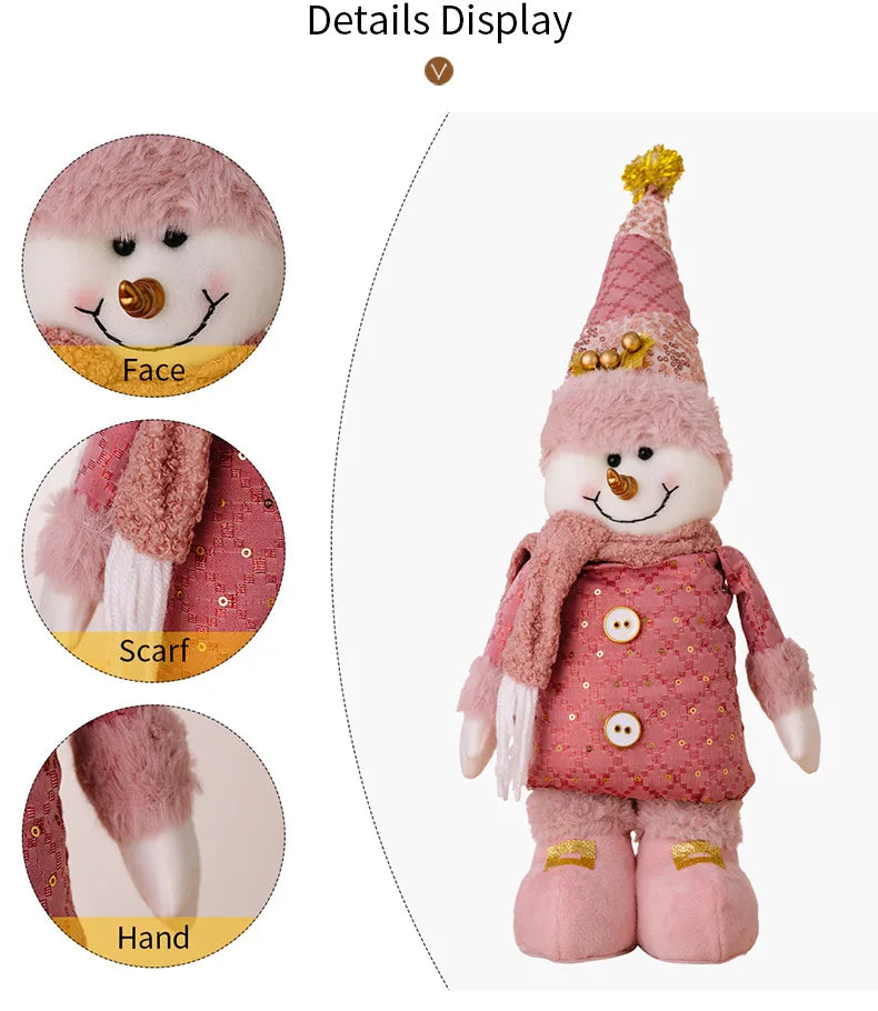 Christmas Decoration Pink Telescopic Doll Santa Claus Snowman Elk.