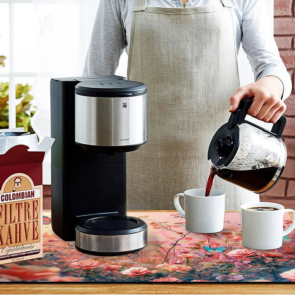 Large Kitchen Absorbent Mat Flowers Roses