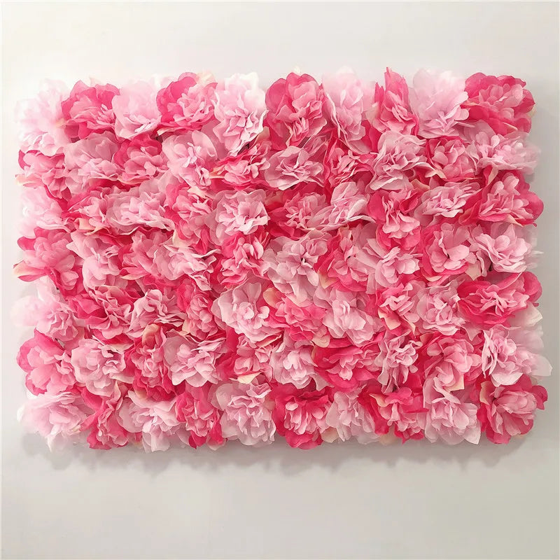 Decoración de fondo de pared con flores artificiales de rosas de seda rosa
