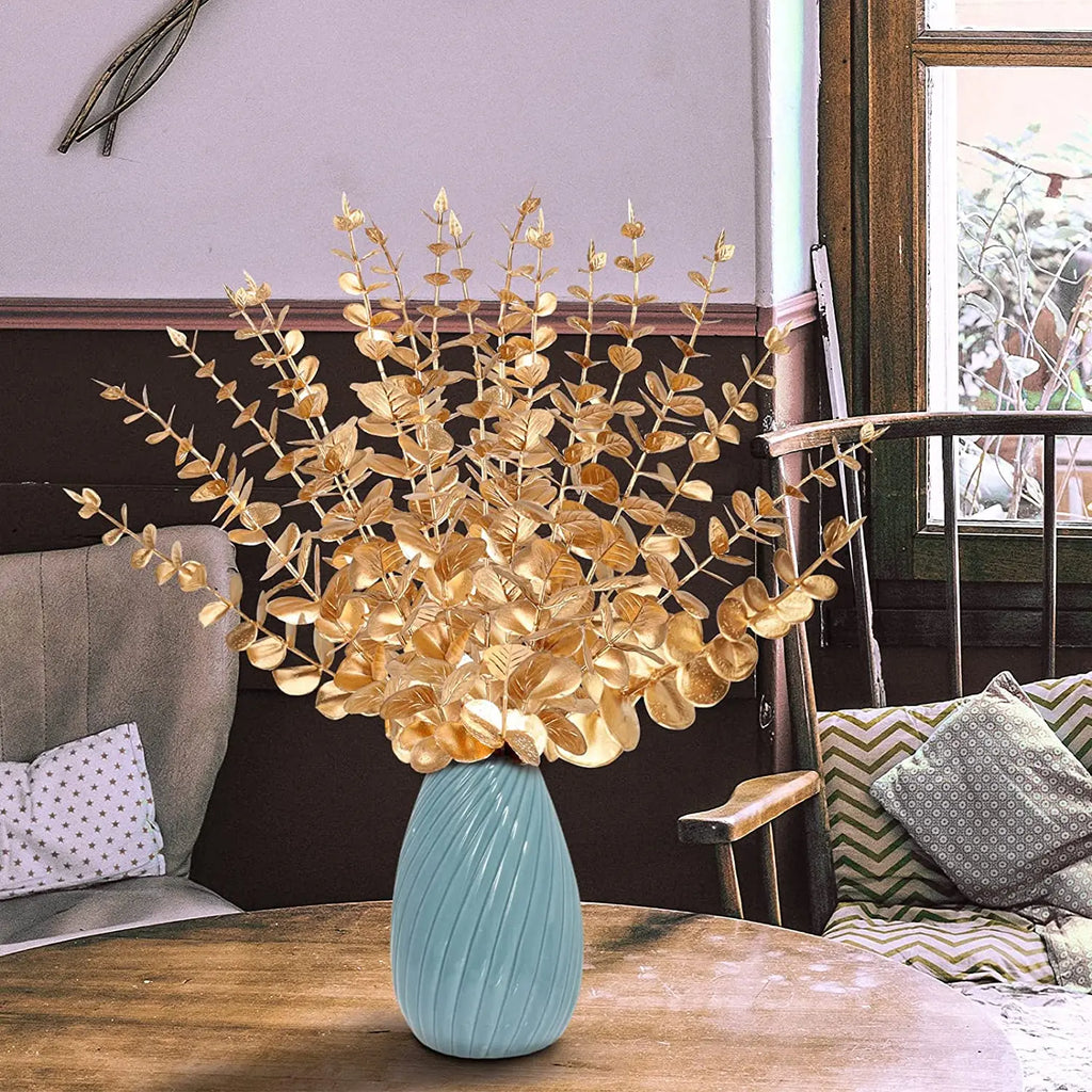 Tallos de eucalipto artificiales, planta falsa de dólar de plata.