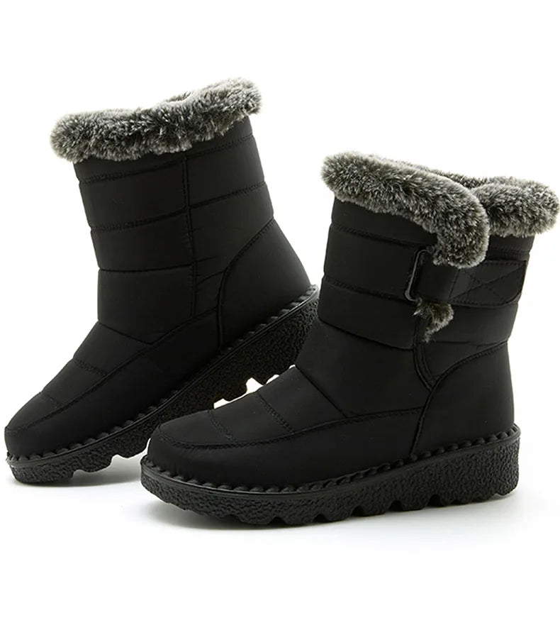 Botas de invierno para mujer, botines de tacón bajo, botas de nieve impermeables para mujer