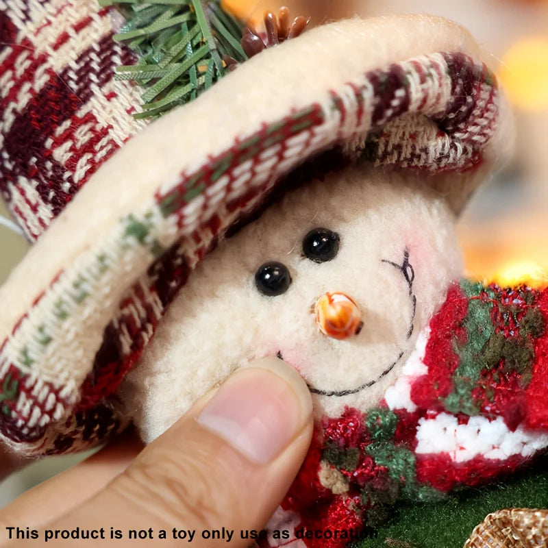 Albero di Natale in poliestere resistente con Babbo Natale e pupazzo di neve.