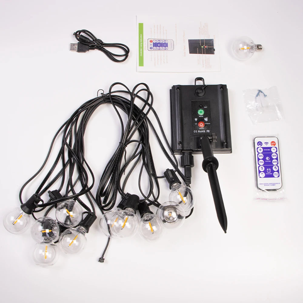 Christmas Lights Outdoor Patio Lights Solar & USB Powered Waterproof.