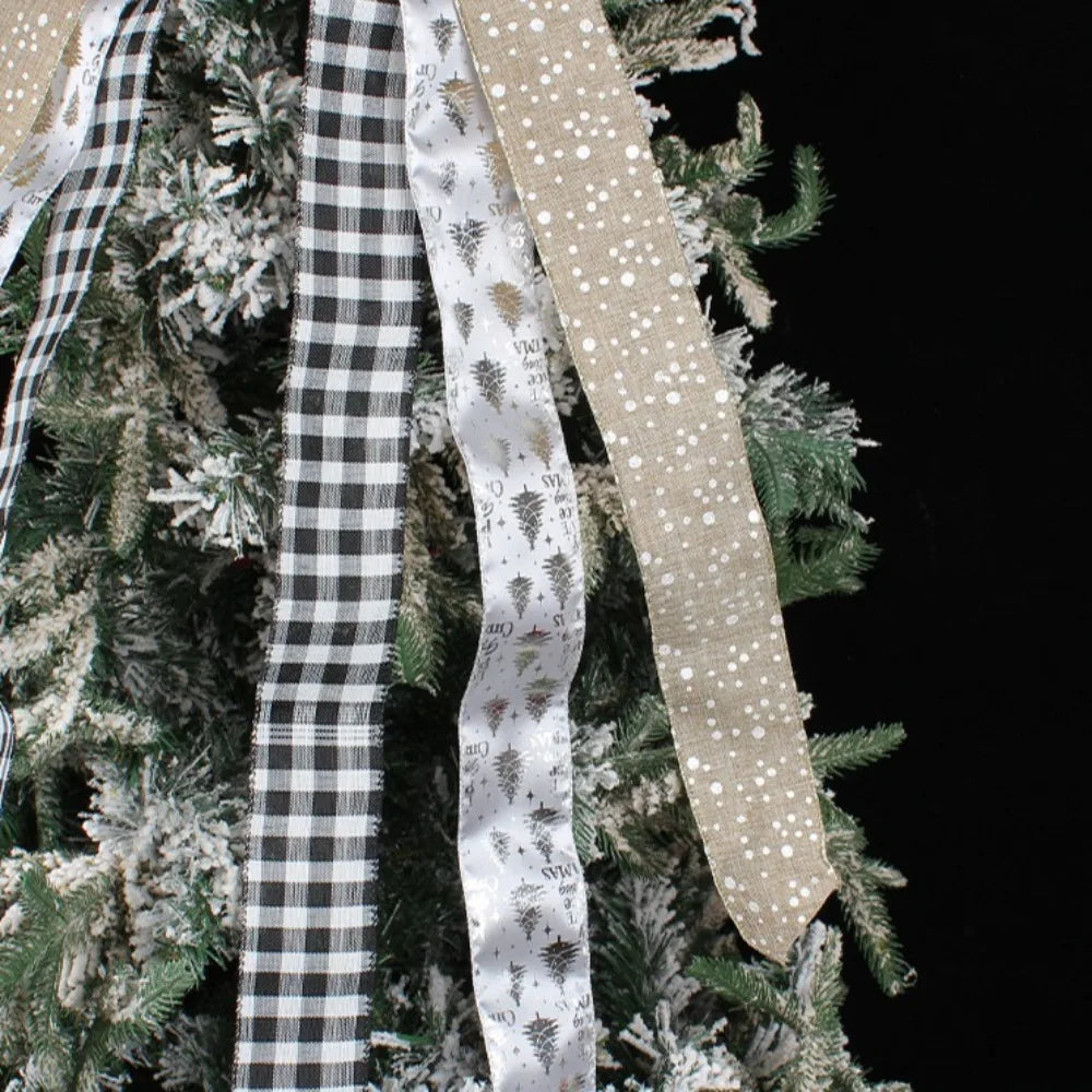 Decoración navideña con lazo para árbol colgante con cinta larga