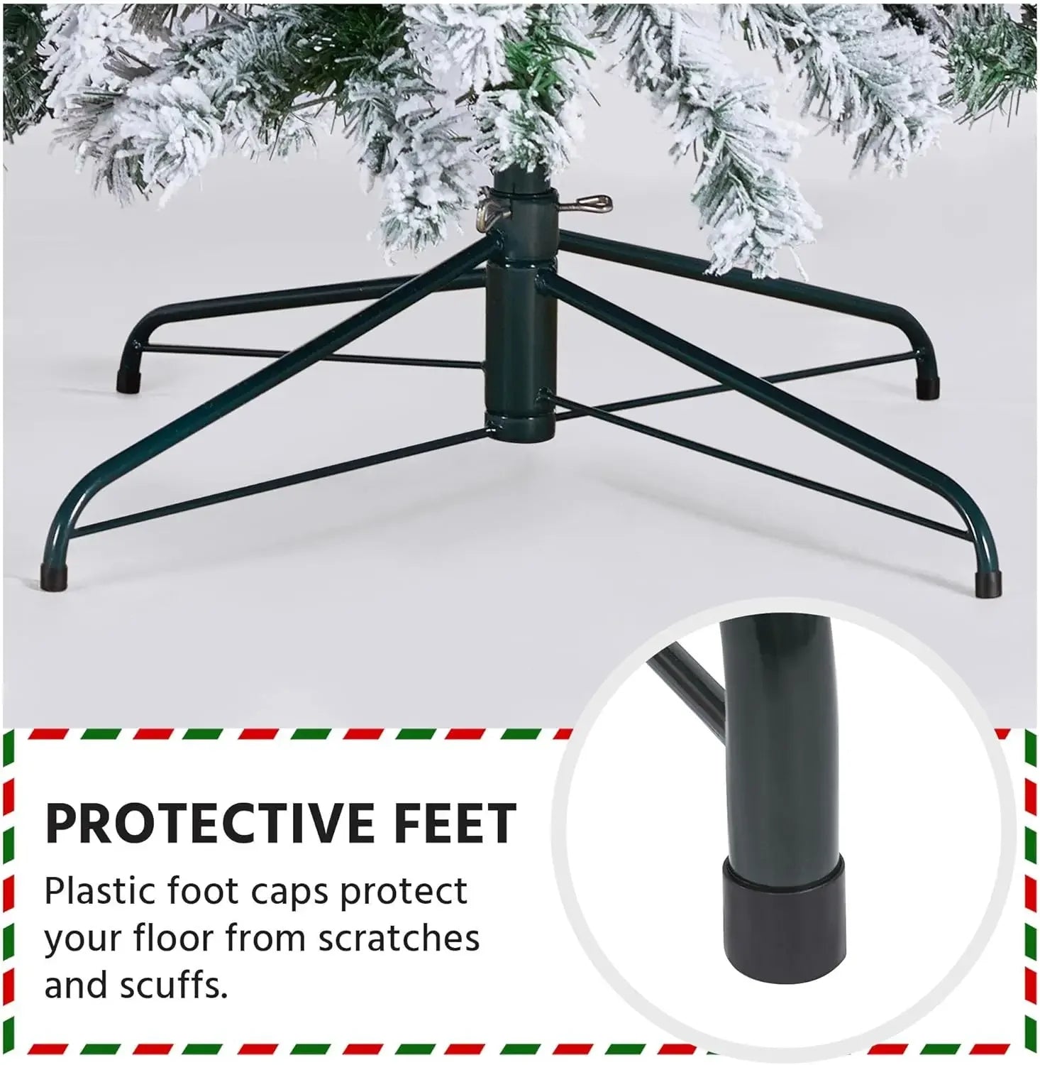 Árbol de Navidad artificial, con nieve y luces preiluminadas, 2084 ramas y 900 luces incandescentes. 