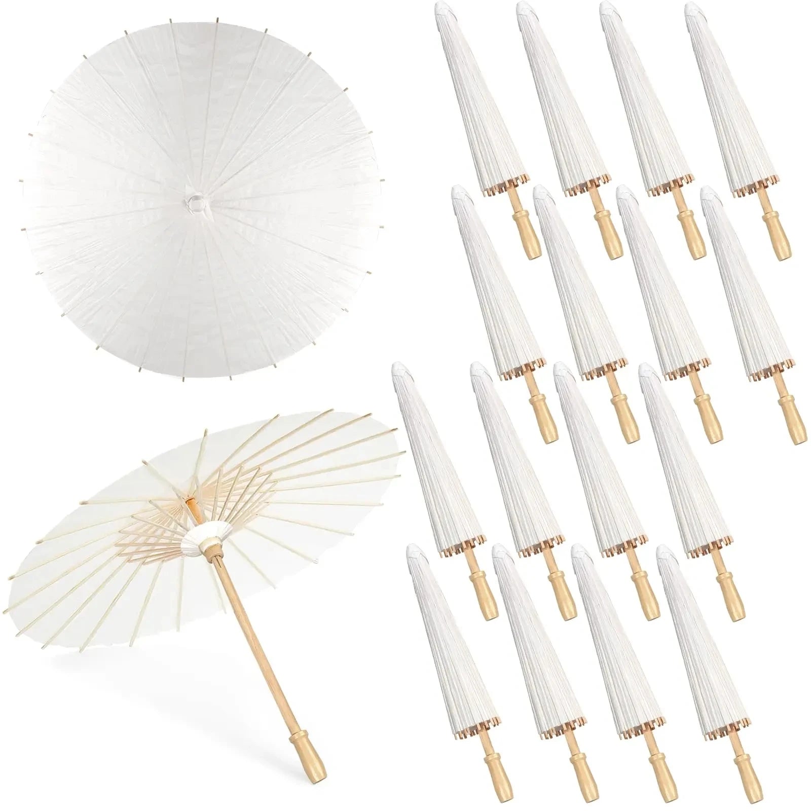 Paper Umbrella - 30-50PCS 80cm White Parasol for Wedding Decor.
